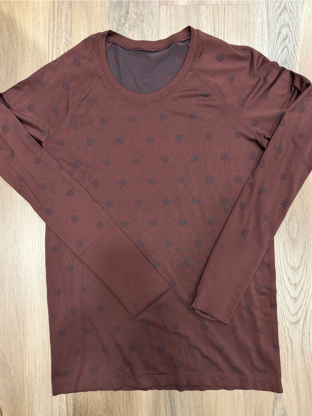 Lululemon athletica Long Sleeve Crew Tee Maroon with Subtle Lulu Lemon Logo